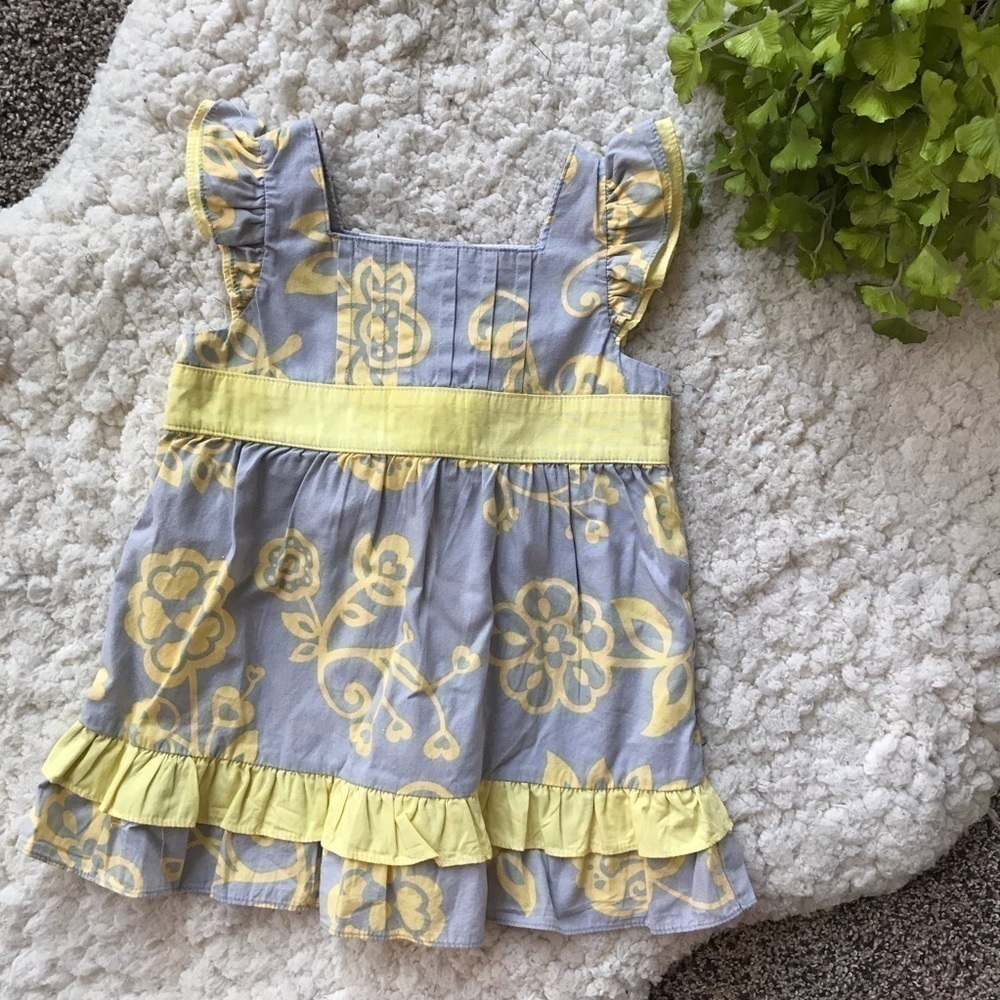 MAGGIE AND ZOE: 12 Month Yellow/Gray Floral Dress